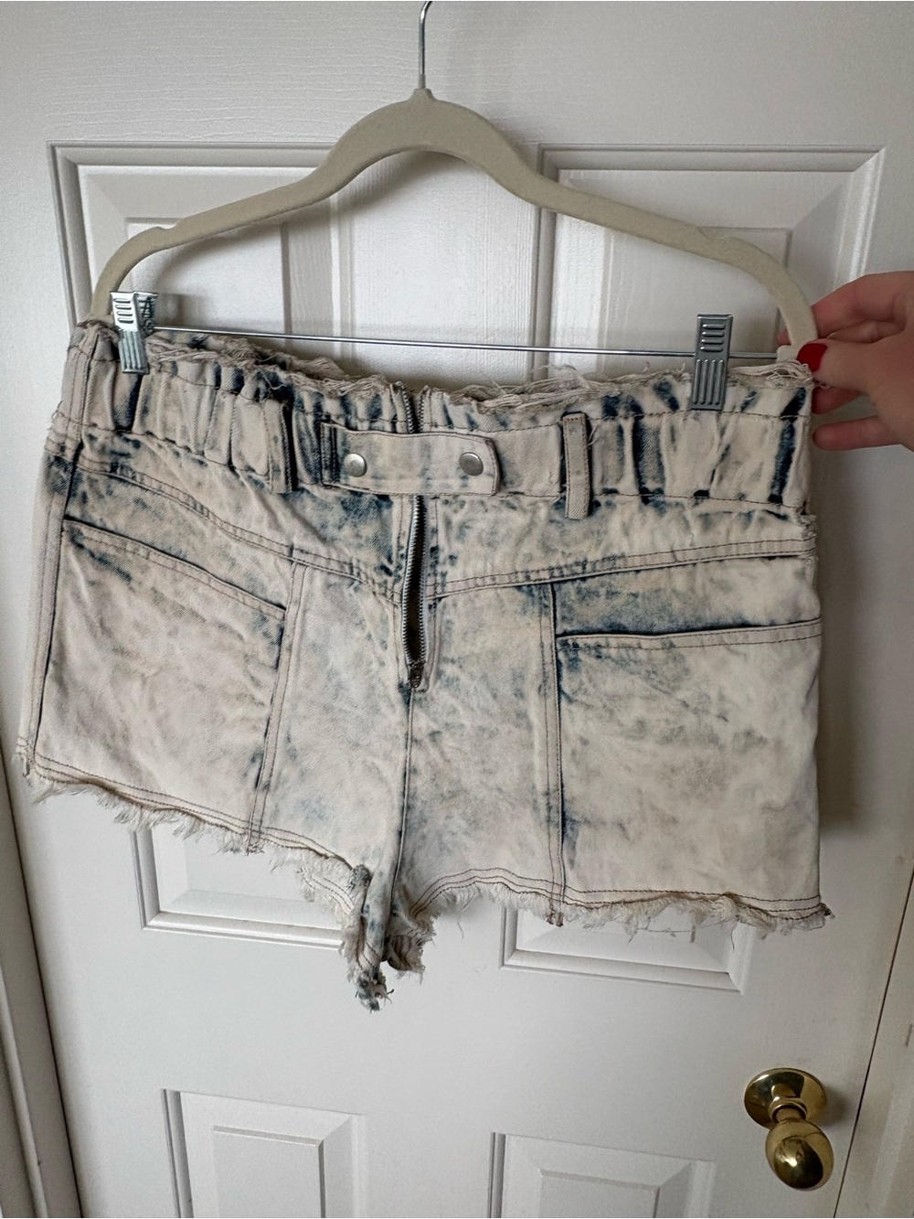 Sea New York Cream Wash Denim Shorts with Blue Accent